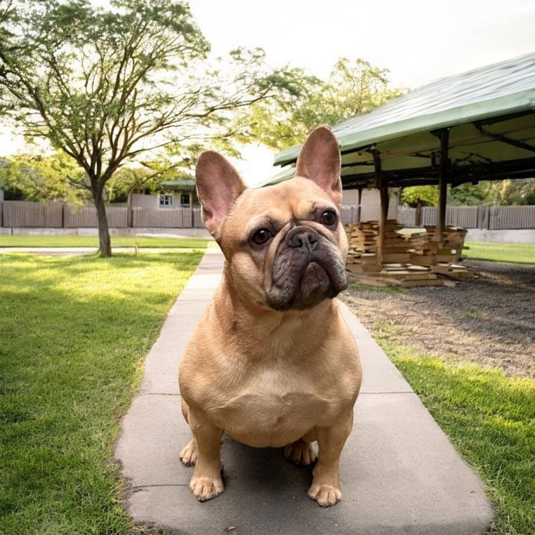 French Bull Dog Outside On Cement